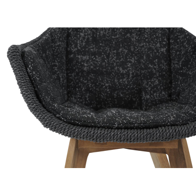 Pagino tuinstoel in teak en naturel wicker met kussen in tweed raven all weather sunbrella® luxe