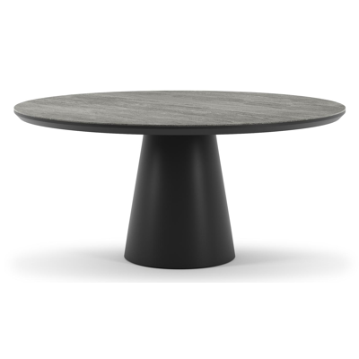 Donato tuintafel in zwart aluminium en volkeramiek aspen grey - Dia. 148 x H 76 cm