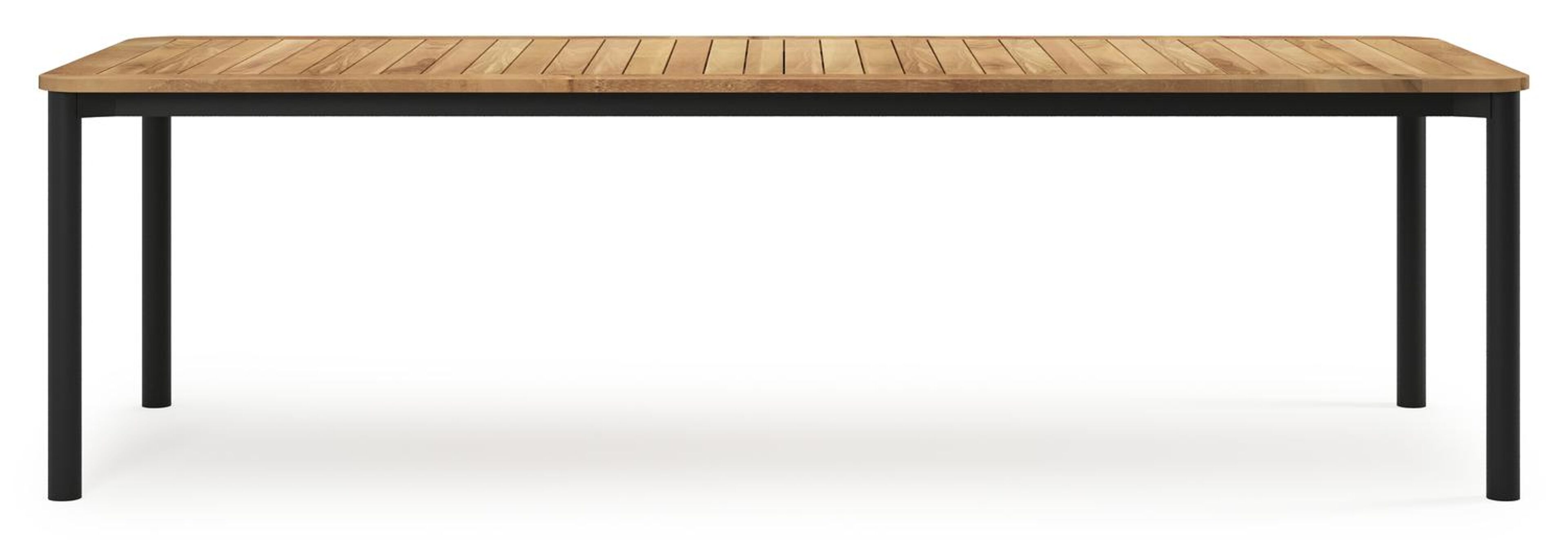 Mira tuintafel rechthoekig afgerond in zwart aluminium en teak natural finish - L 270 x B 100 x H 74 cm