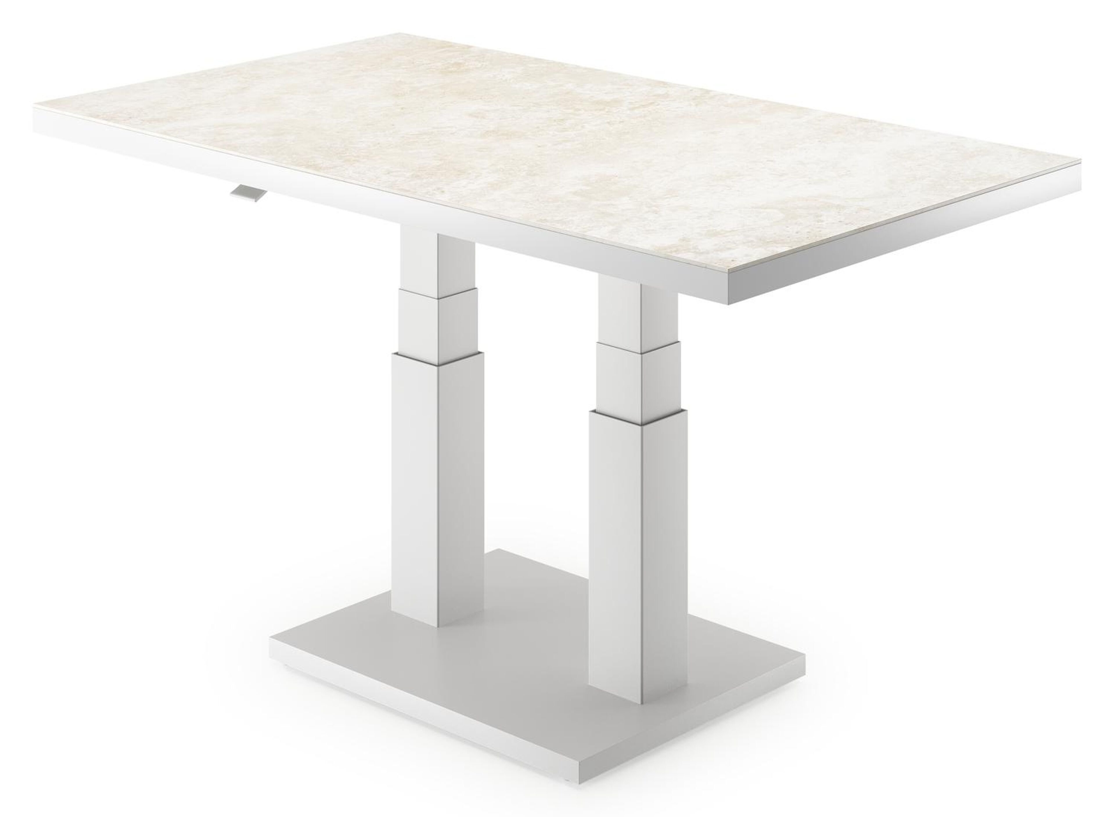 Cirello pop-up loungetafel rechthoekig in wit aluminium en volkeramiek Rapolano - L 140 x B 80 x H 72 cm