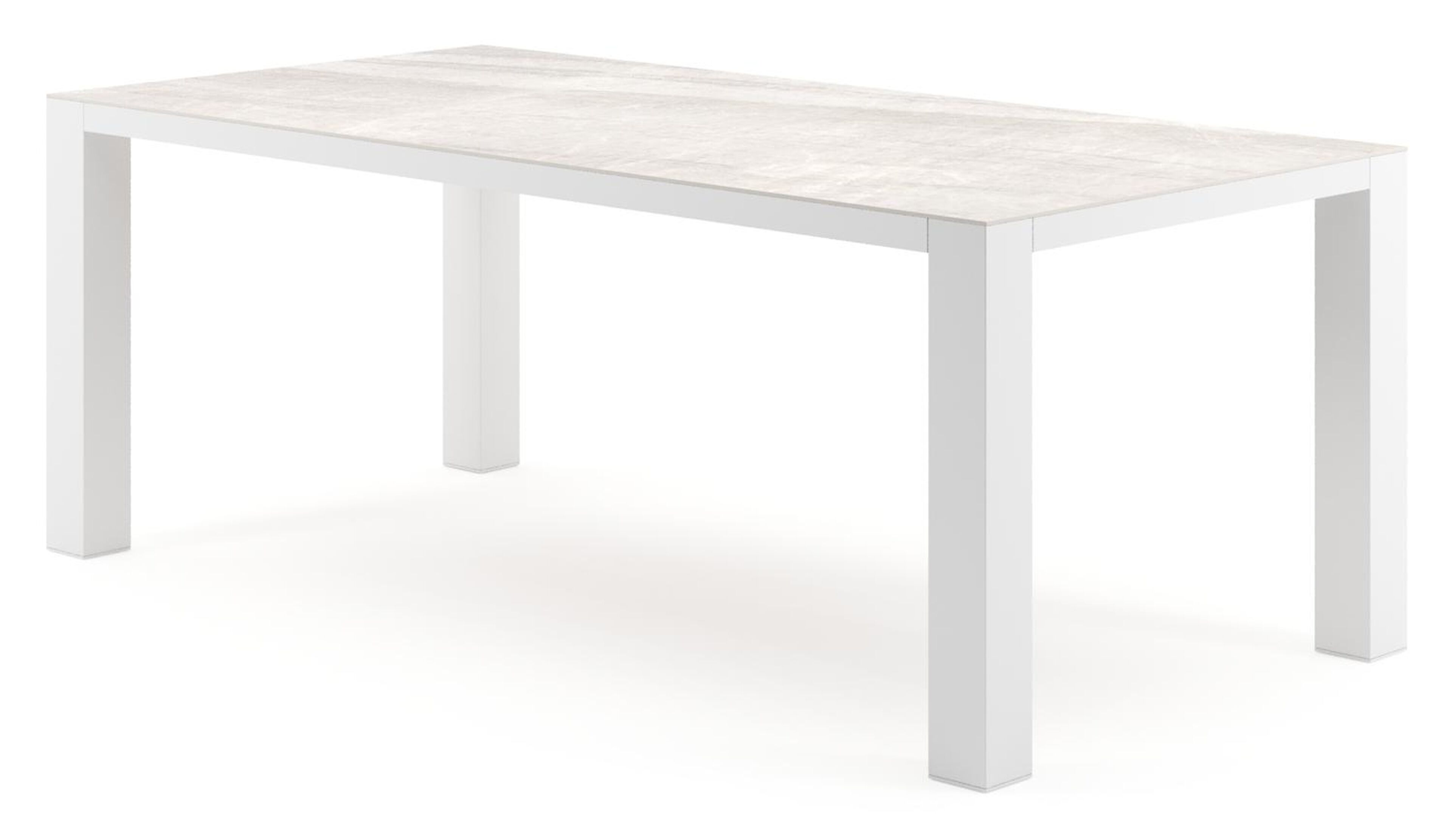 Nano tuintafel rechthoekig in wit aluminium en volkeramiek Taj Mahal - L 200 x B 100 x H 75 cm