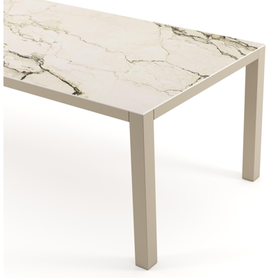 Como tuintafel rechthoekig in beige aluminium en volkeramiek Colorado Dunes - L 240 x B 100 x H 73 cm