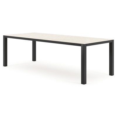 Como tuintafel in zwart aluminium en volkeramiek Retrostone - L 240 x B 100 x H 75 cm