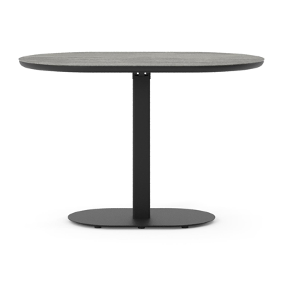 Teramo tuintafel bombo in zwart aluminium en volkeramiek Aspen Grey - L 110 x B 70 x H 73.7 cm