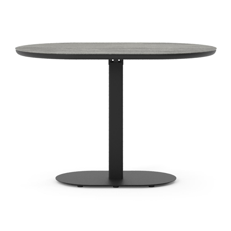 Table de jardin Teramo inclinable bombo en aluminium noir et céramique pleine Aspen Grey - Lg. 110 x Lrg. 70 x Haut. 73.7 cm