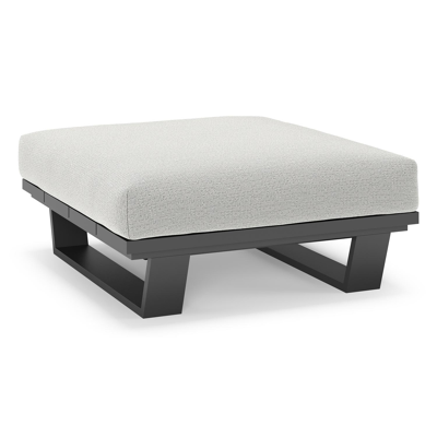 Pouf Pagino en aluminium noir et coussins en all weather sunbrella® luxe savane nimbus