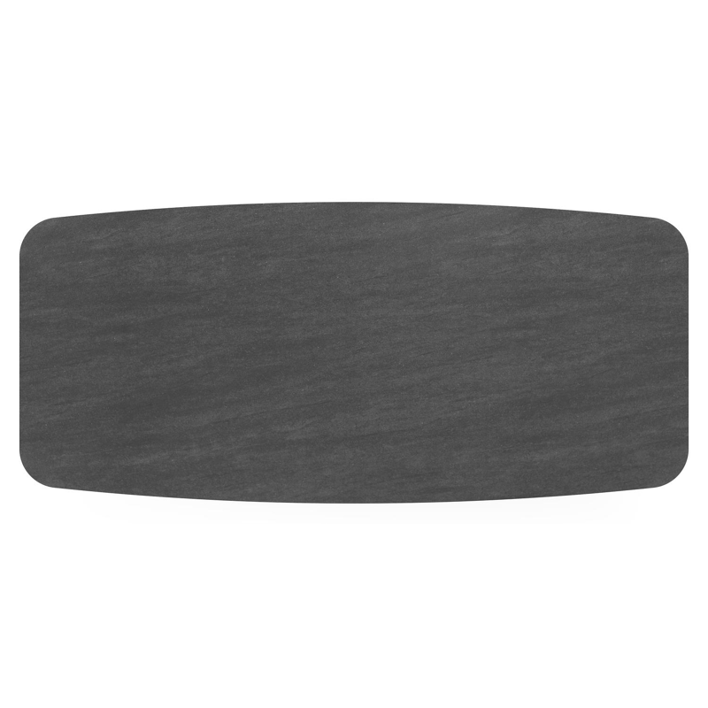 Pagino tuintafel bootvorm in wit aluminium en volkeramiek Basalt Black - L 255 x B 115 x H 73 cm