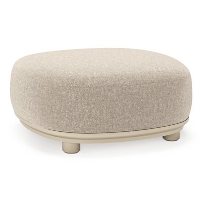 Vadelo poef in beige aluminium met chartres pewter all weather sunbrella® luxe kussen