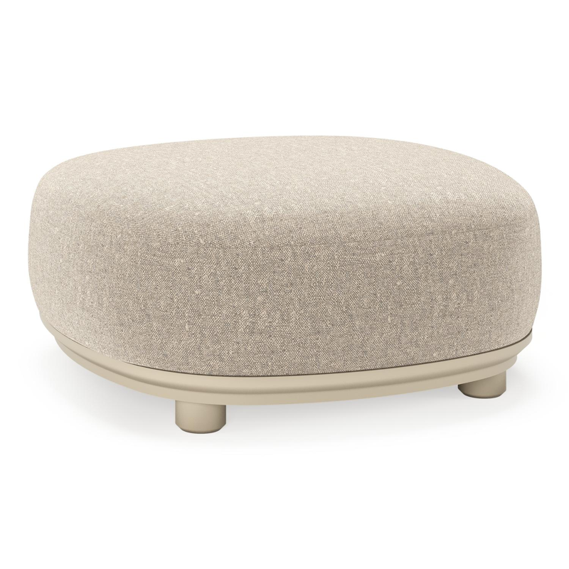 Vadelo poef in beige aluminium met chartres pewter all weather sunbrella® luxe kussen