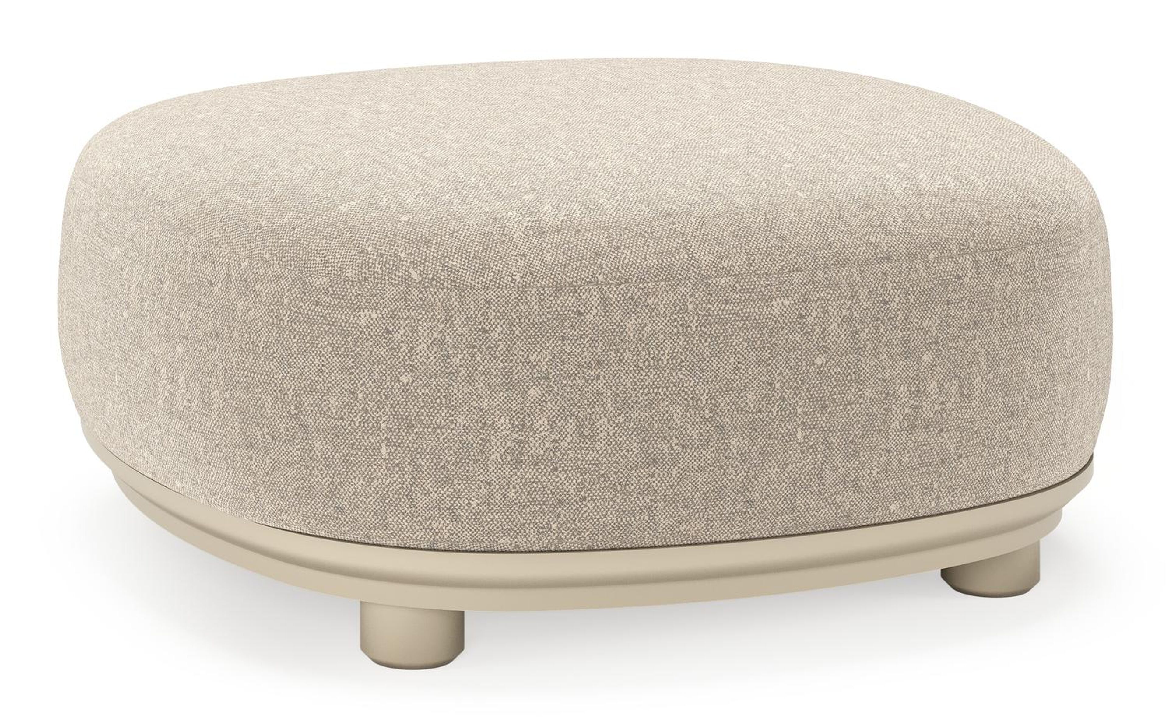 Pouf  Vadelo en aluminium beige et coussin en all weather sunbrella® luxe chartres pewter