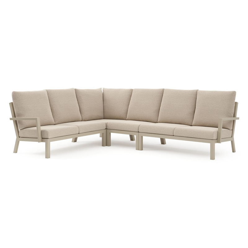 Arnes loungehoek in beige aluminium met rustic weather+ softtouch kussen