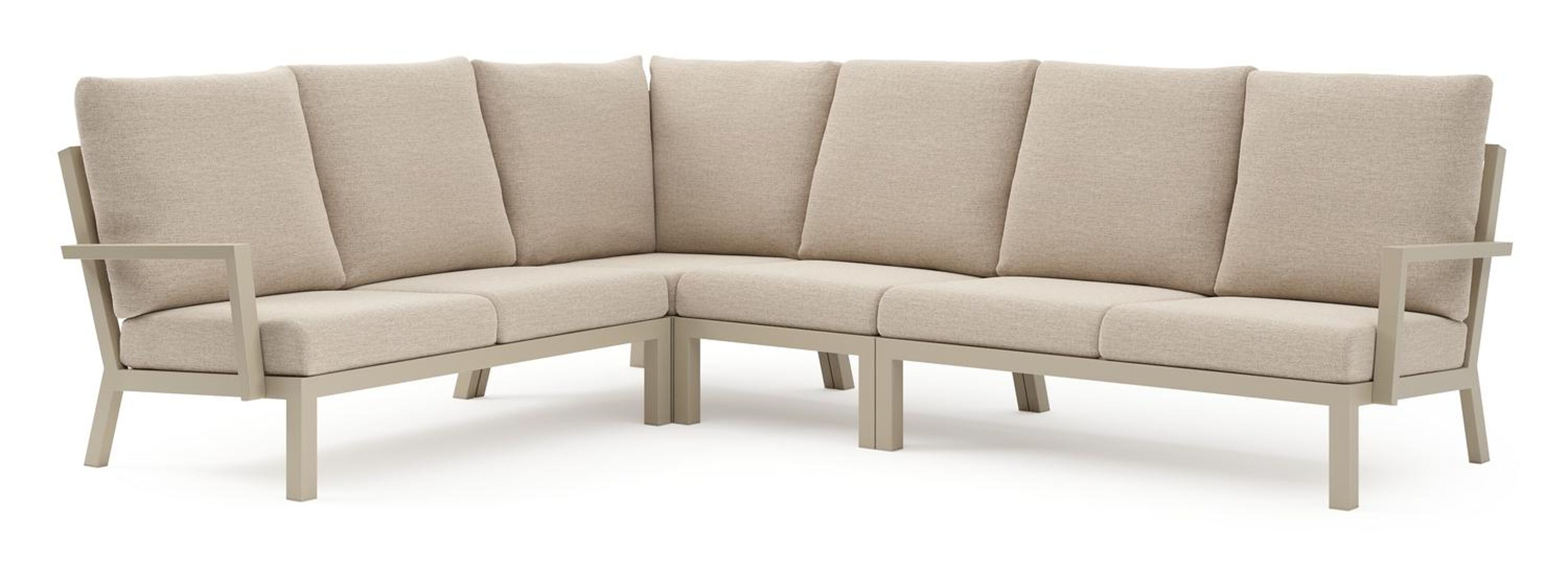 Arnes loungehoek in beige aluminium met rustic weather+ softtouch kussen