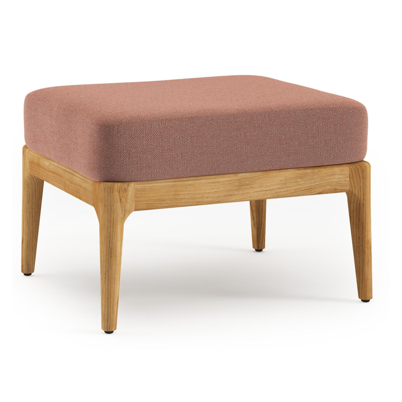 Pouf Orso en teck et coussins en all weather sunbrella® luxe Savane Rust