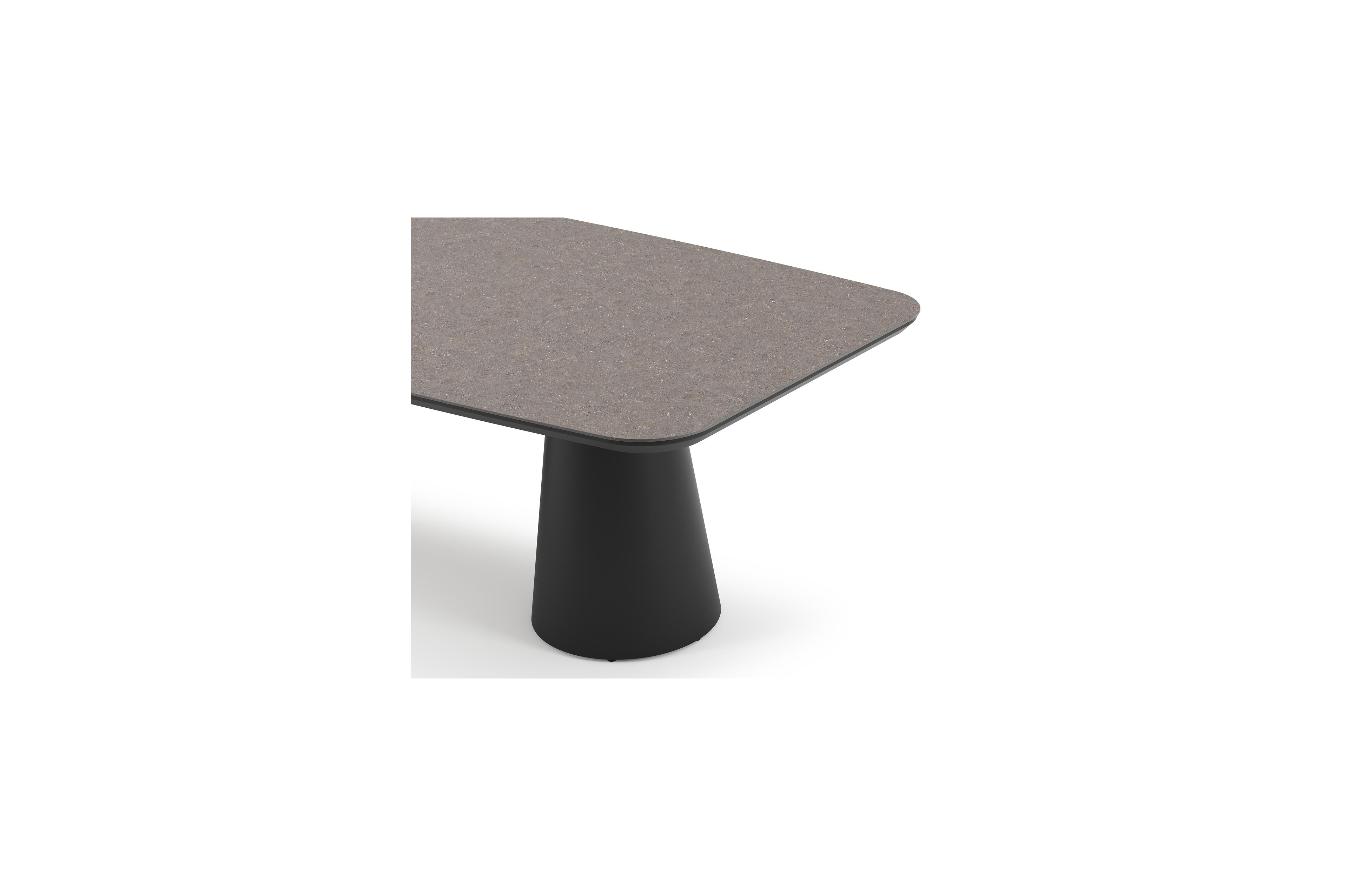 Donato tuintafel bootvorm in zwart aluminium en volkeramiek wulong - L 255 x B 115 x H 73 cm