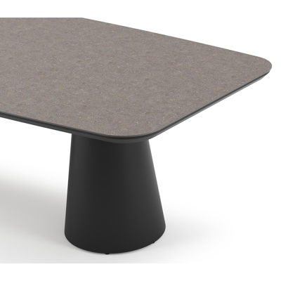 Donato tuintafel bootvorm in zwart aluminium en volkeramiek wulong - L 255 x B 115 x H 73 cm