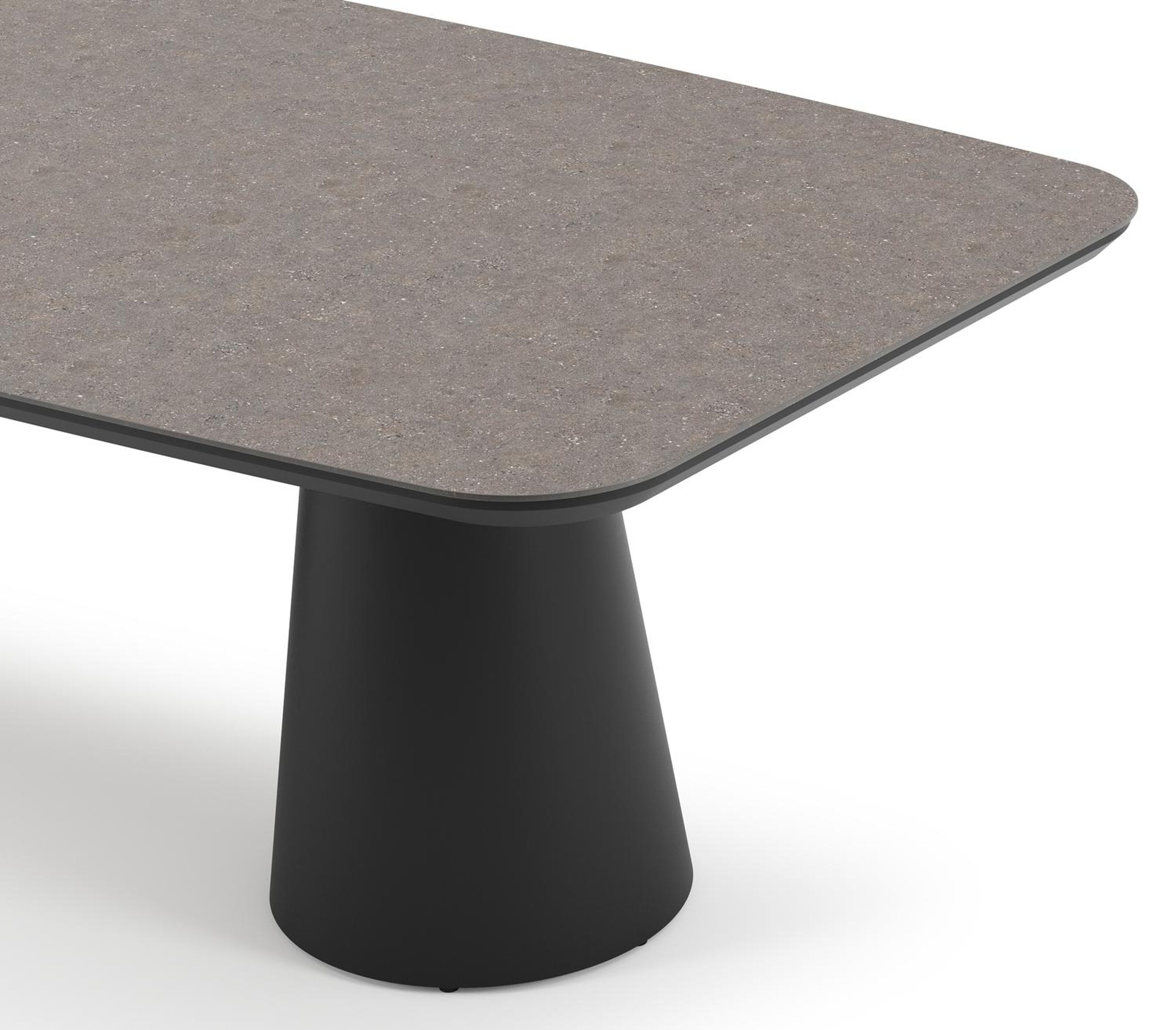 Donato tuintafel bootvorm in zwart aluminium en volkeramiek wulong - L 255 x B 115 x H 73 cm