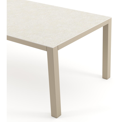 Como tuintafel rechthoekig in beige aluminium en volkeramiek Shilin - L 200 x B 100 x H 73 cm