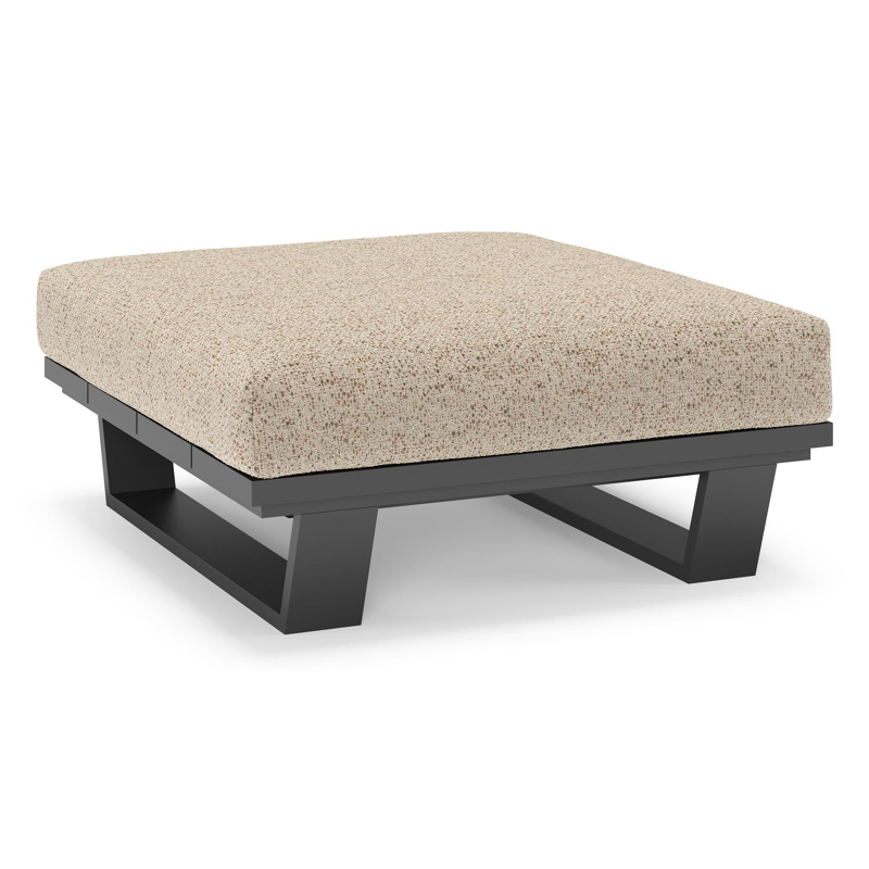 Pagino poef in zwart aluminium met bora jungle all weather cosytica kussen