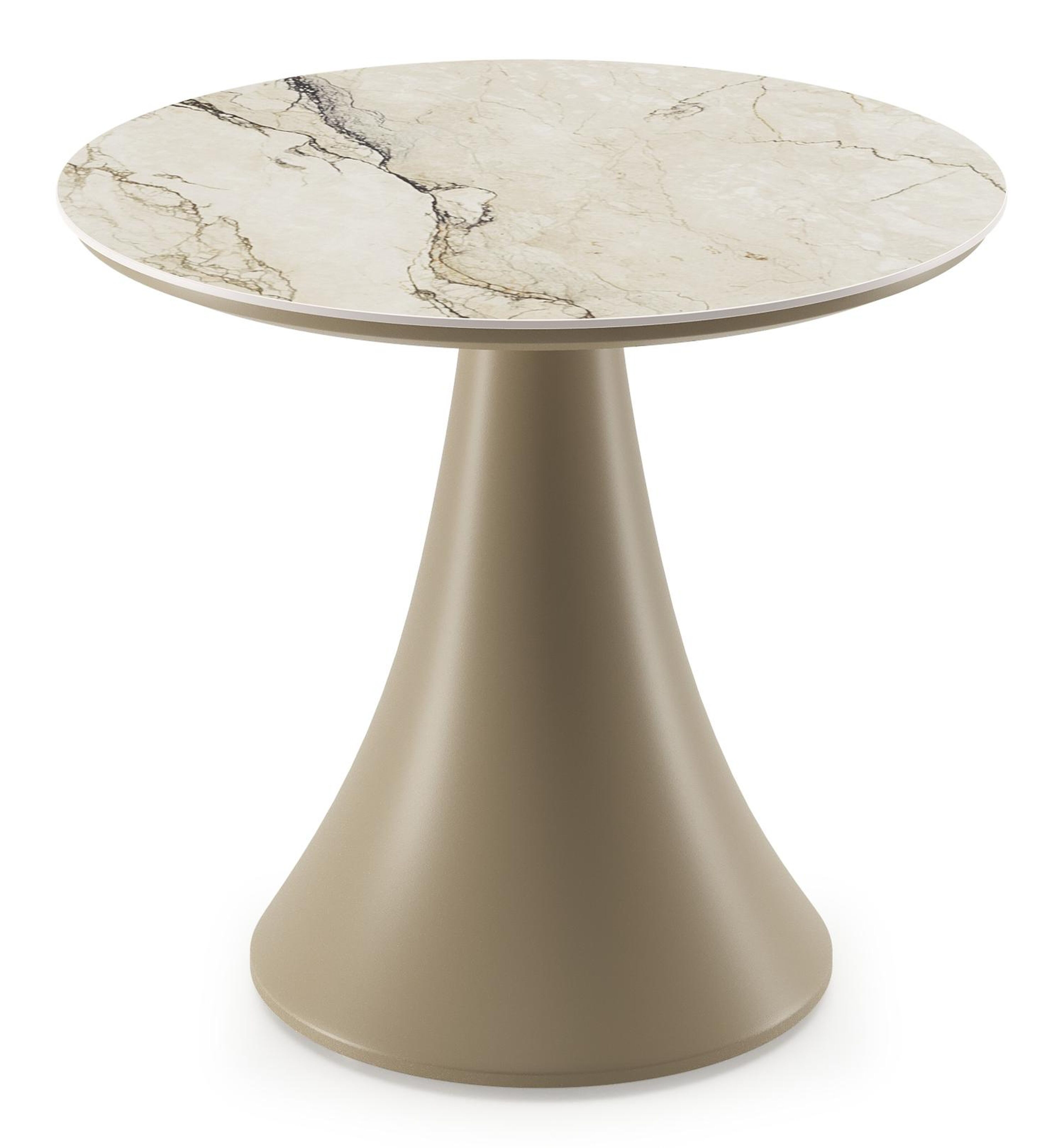Fano low dining loungetafel rond in beige aluminium en volkeramiek Colorado Dunes - Dia. 65 x H 55 cm