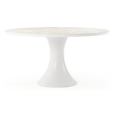 Fano tuintafel rond in wit aluminium en volkeramiek Rapolano dia. 148 cm