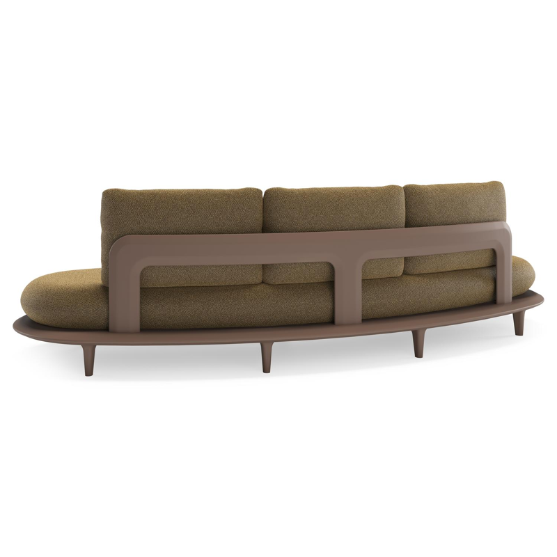 Bomero loungebank in taupe aluminium met madagascar walnut all weather cosytica kussen