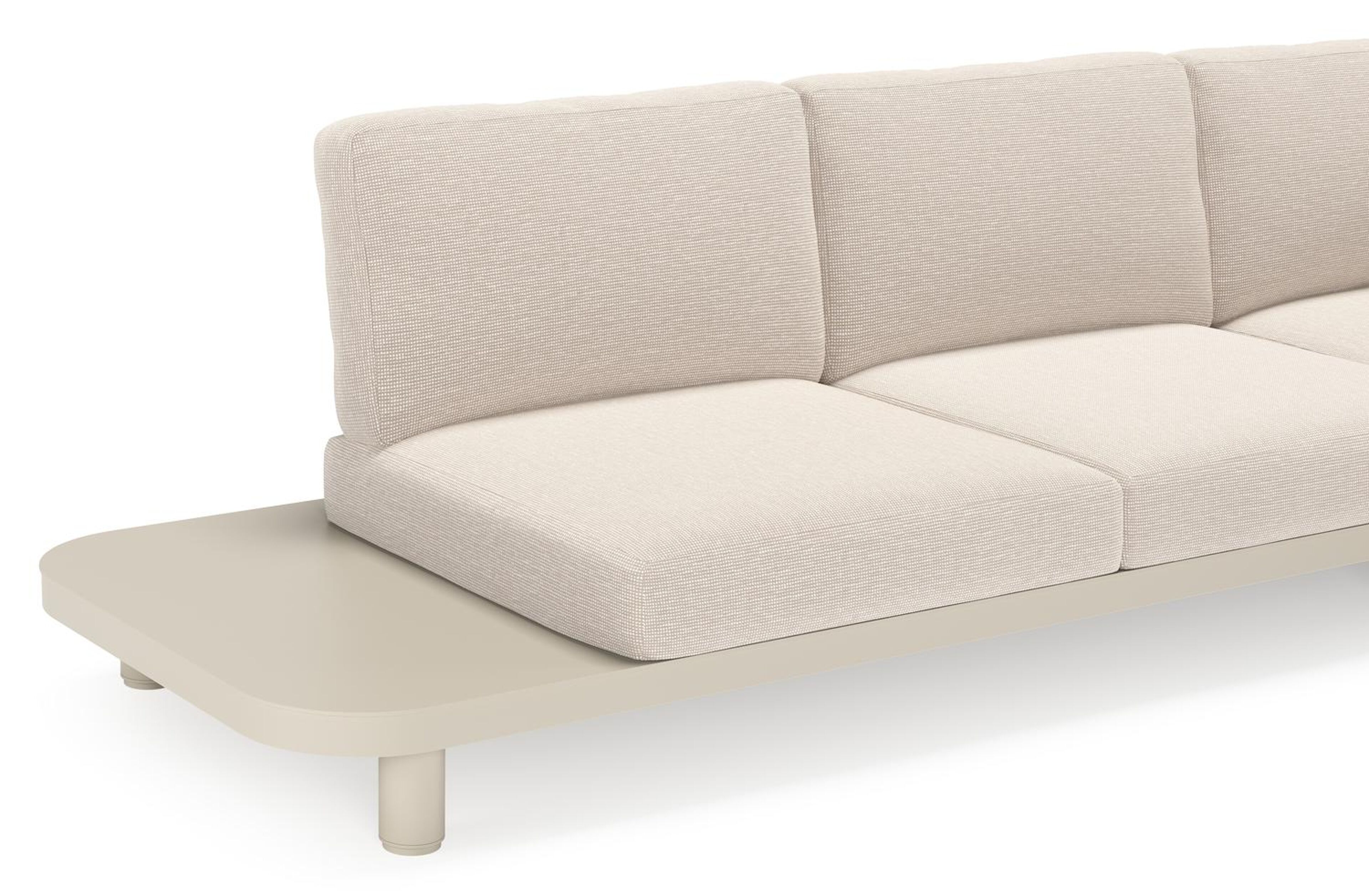 Donato loungehoek in beige aluminium met slow farafra all weather sunbrella® luxe kussen