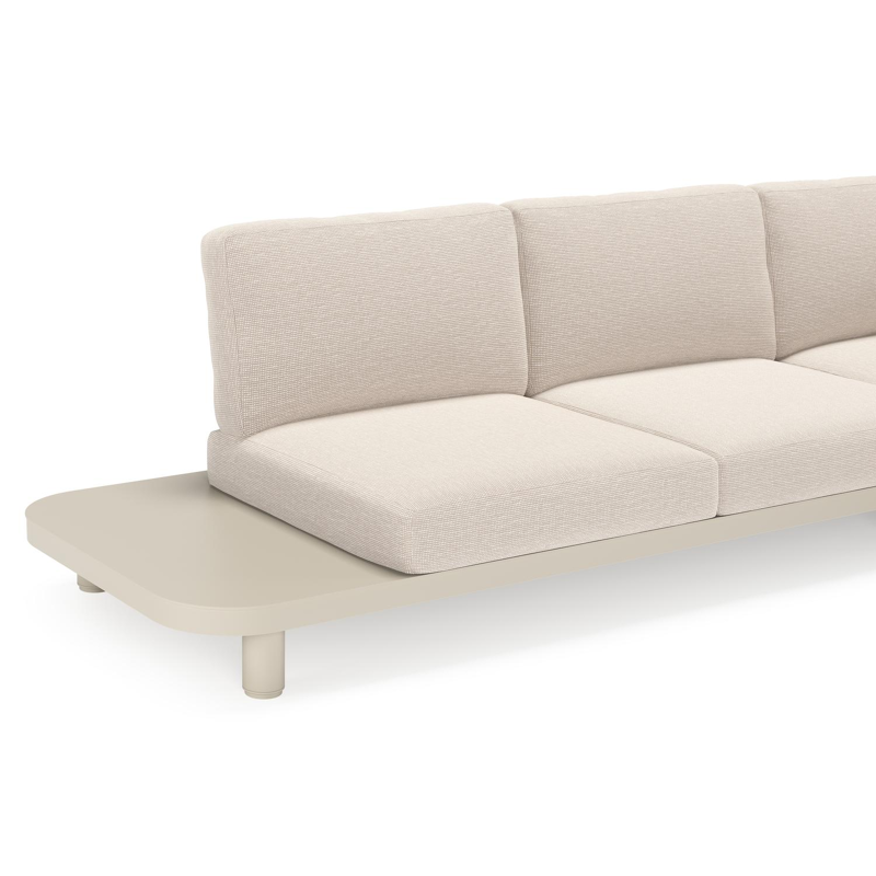 Donato loungehoek in beige aluminium met slow farafra all weather sunbrella® luxe kussen