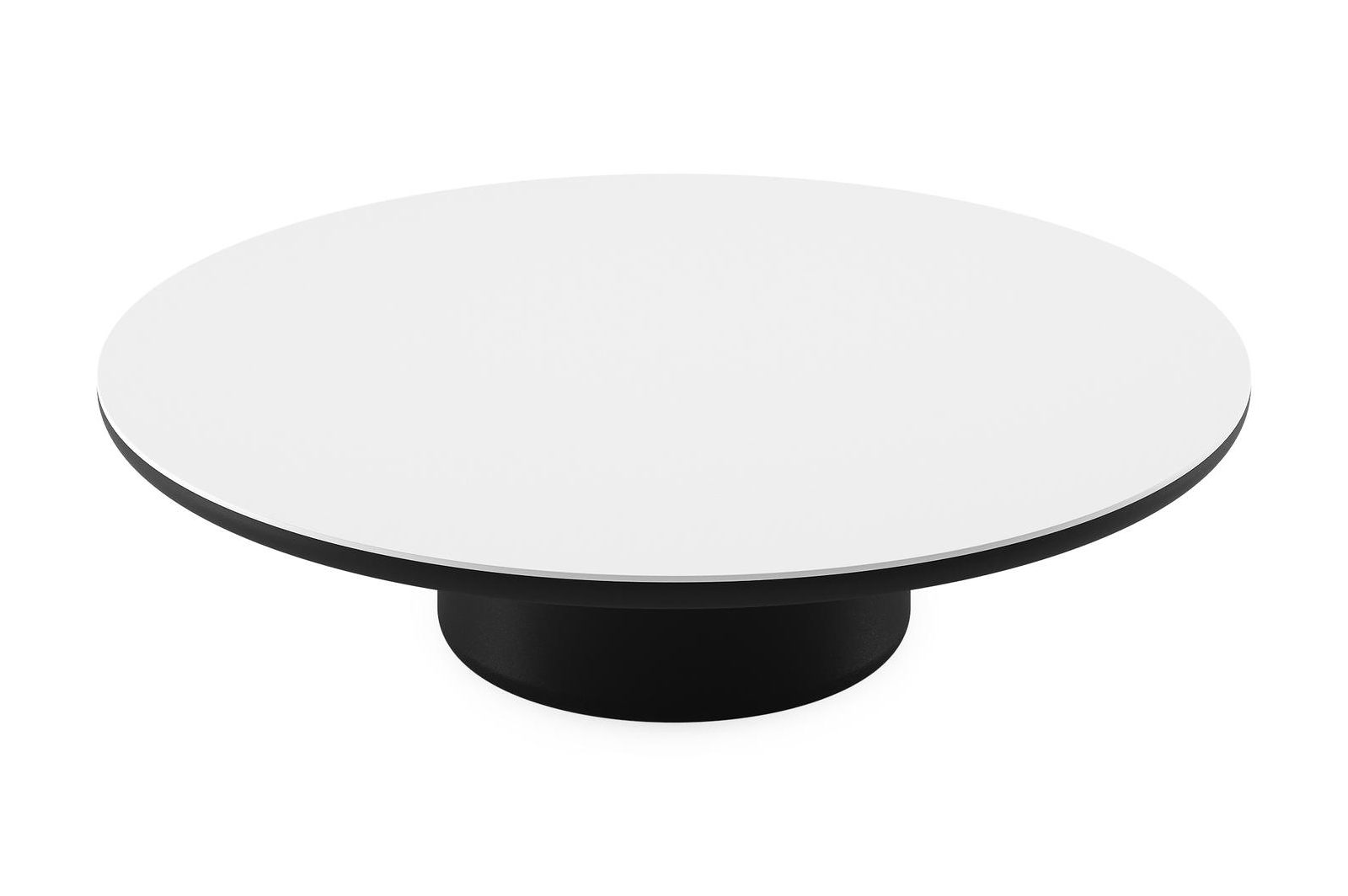 Amico loungetafel rond in zwart aluminium en volkeramiek Arctic White - Dia. 110 x H 28 cm