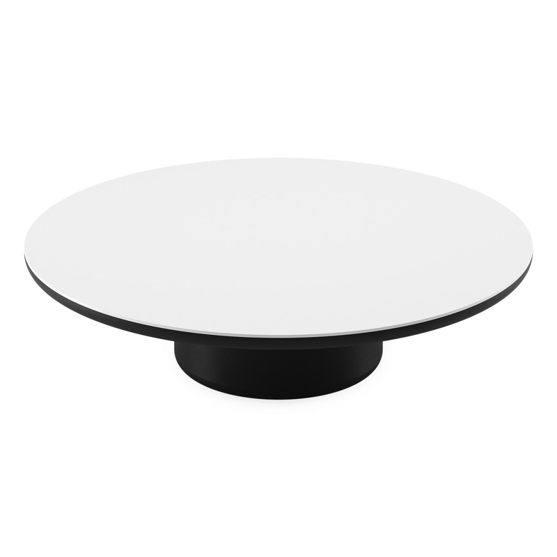 Amico loungetafel rond in zwart aluminium en volkeramiek Arctic White - Dia. 110 x H 28 cm