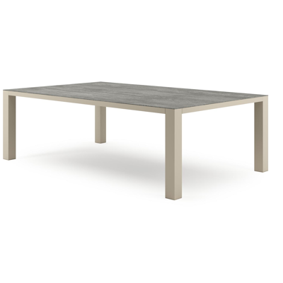 Nano XL tuintafel rechthoekig in beige aluminium en volkeramiek Aspen Grey - L 240 x B 148 x H 75 cm