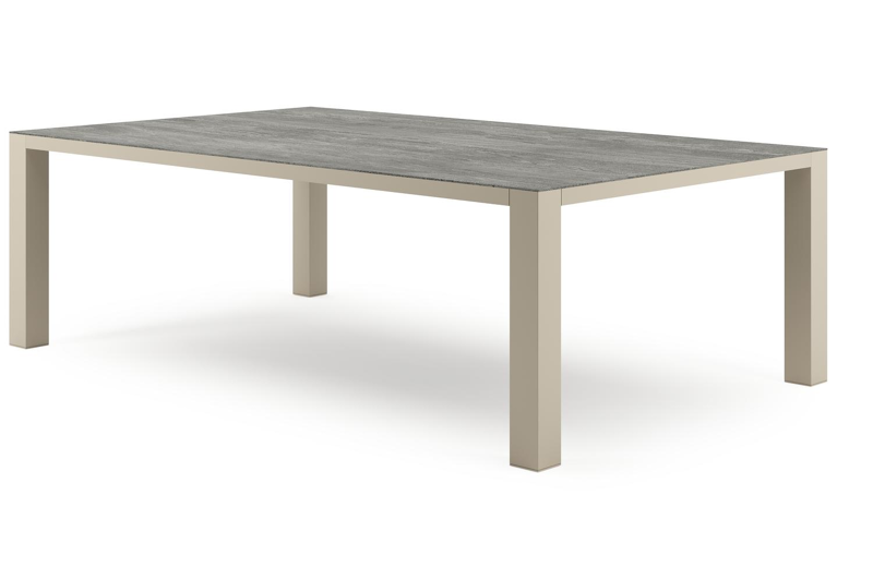 Nano XL tuintafel rechthoekig in beige aluminium en volkeramiek Aspen Grey - L 240 x B 148 x H 75 cm