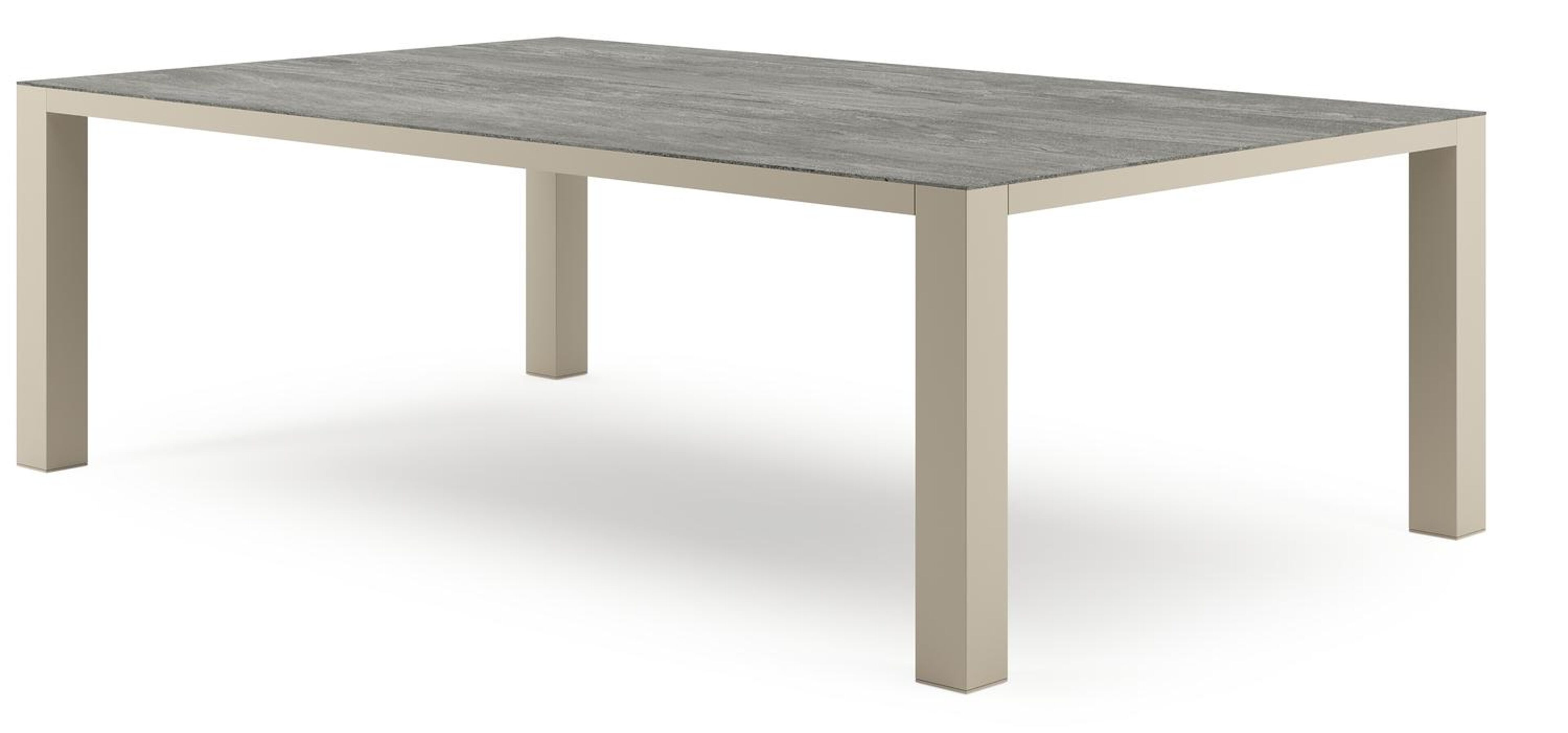 Nano XL tuintafel rechthoekig in beige aluminium en volkeramiek Aspen Grey - L 240 x B 148 x H 75 cm