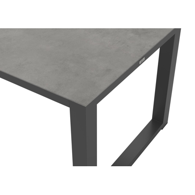 Ensemble de jardin Livo en aluminium noir avec plateau de table en céramique pleine gris et 6 chaises de jardin Rivo
