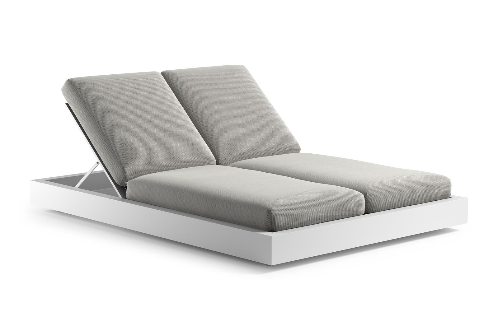 Como verstelbaar dubbel ligbed in wit aluminium met lopi ash all weather Sunbrella® luxe kussen