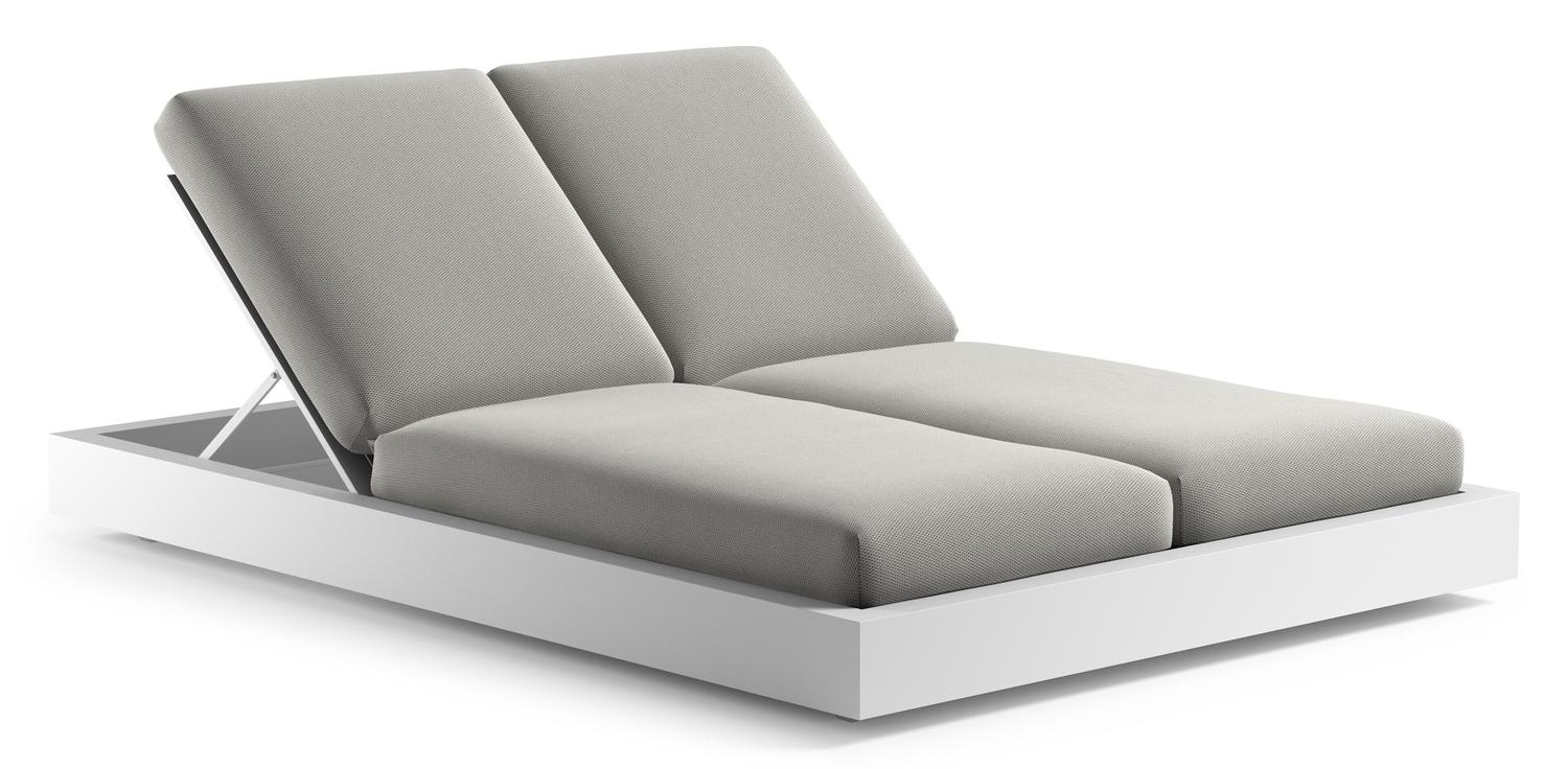 Como verstelbaar dubbel ligbed in wit aluminium met lopi ash all weather Sunbrella® luxe kussen