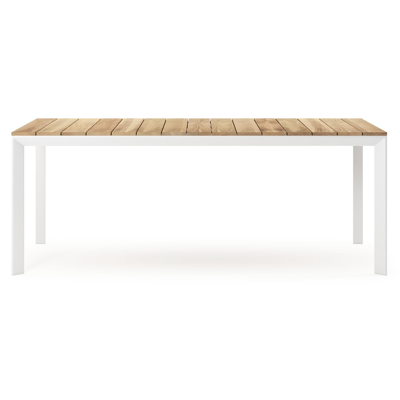 Malito tuintafel in wit aluminium en teak - L 200 x B 100 x H 75 cm
