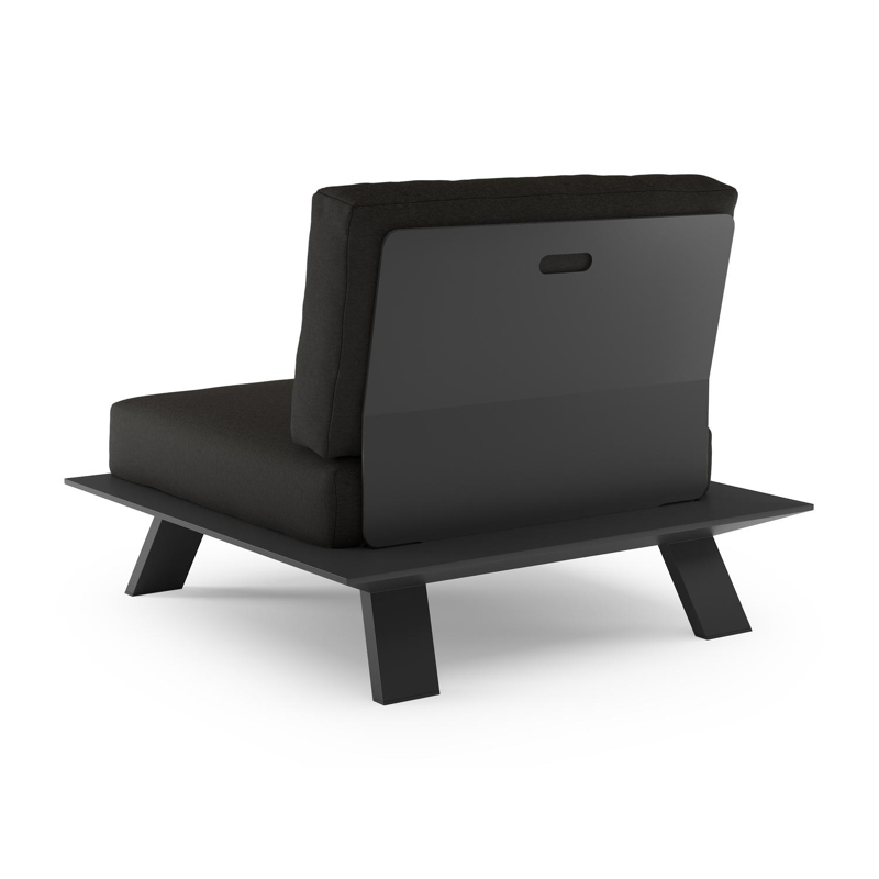 Cesano loungestoel in zwart aluminium met heritage char all weather Sunbrella® luxe kussen