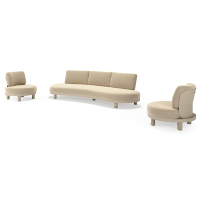 Salon de jardin Donato en aluminium beige et coussins en all weather cosytica Althea Camel