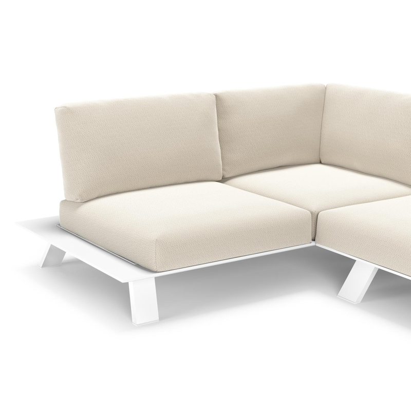 Cesano loungehoek in wit aluminium met lopi marble all weather Sunbrella® luxe kussen