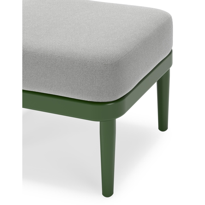 Orso poef in groen aluminium met Savane Grey all weather sunbrella® luxe kussen