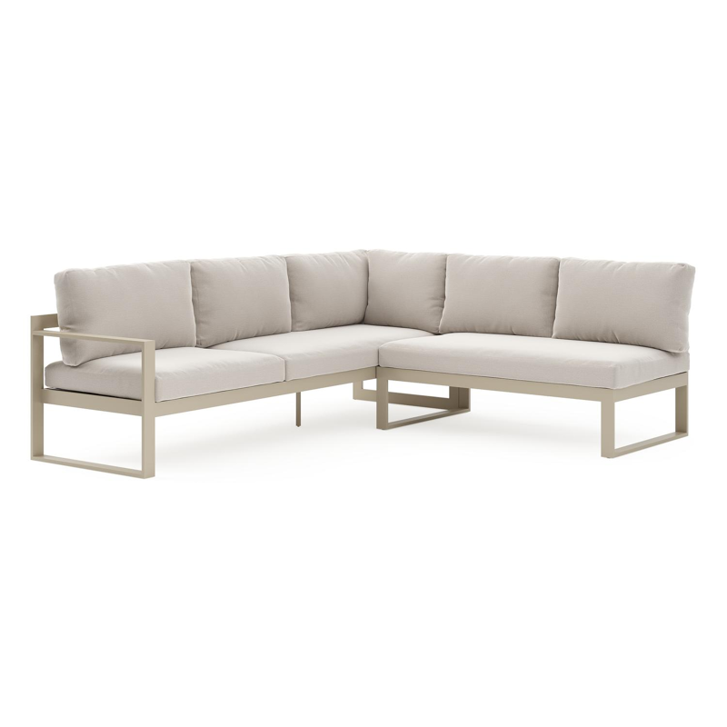 Caldela loungehoek in beige aluminium met beige kussen