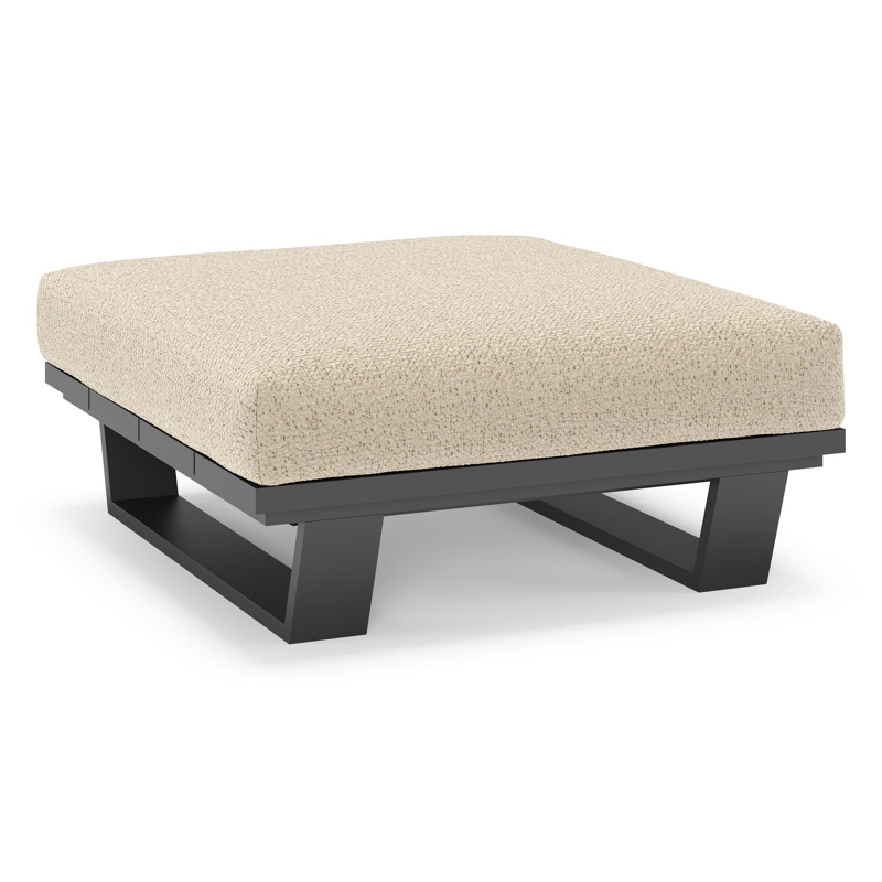 Pagino poef in zwart aluminium met bora forest all weather cosytica kussen