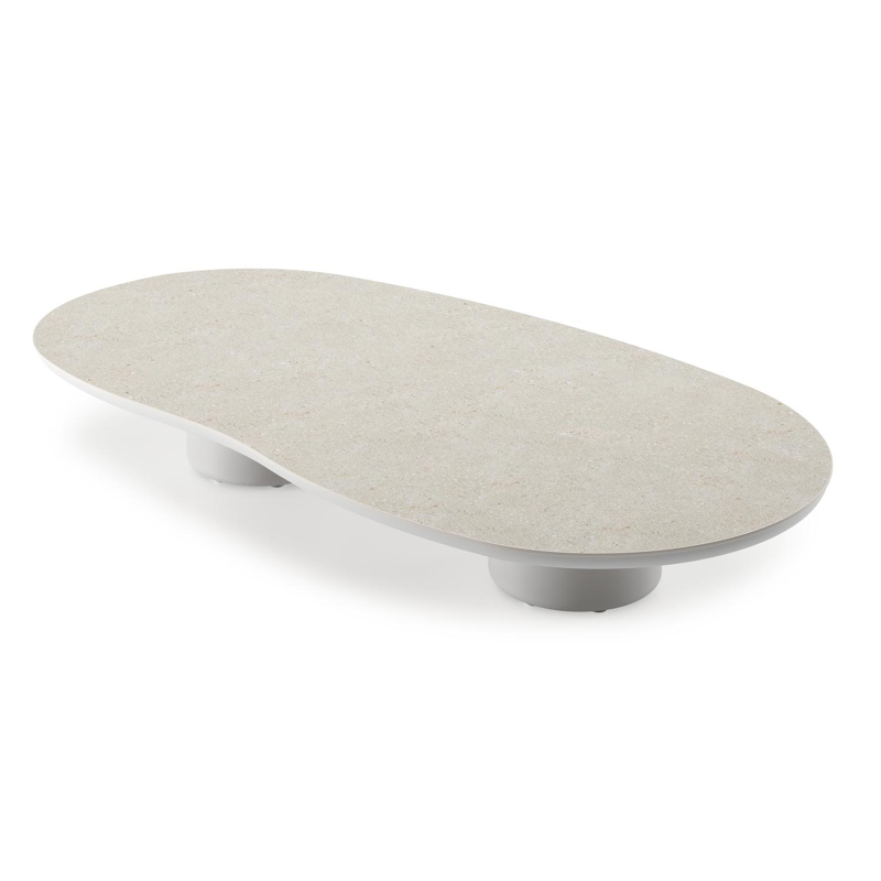 Amico loungetafel organisch in wit aluminium en volkeramiek Shilin - L 170 x B 91 x H 25 cm