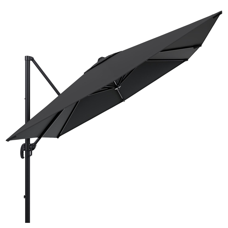 Parasol pendant Calpe en aluminium noir avec toile de parasol en weather+ softtouch noir - Lg.1 270 x Lg.2 270 cm (sans pied de parasol)