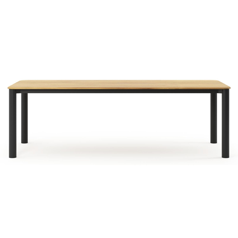 Orso tuintafel rechthoekig afgerond in zwart aluminium en teak - L 240 x B 100 x H 73.5 cm