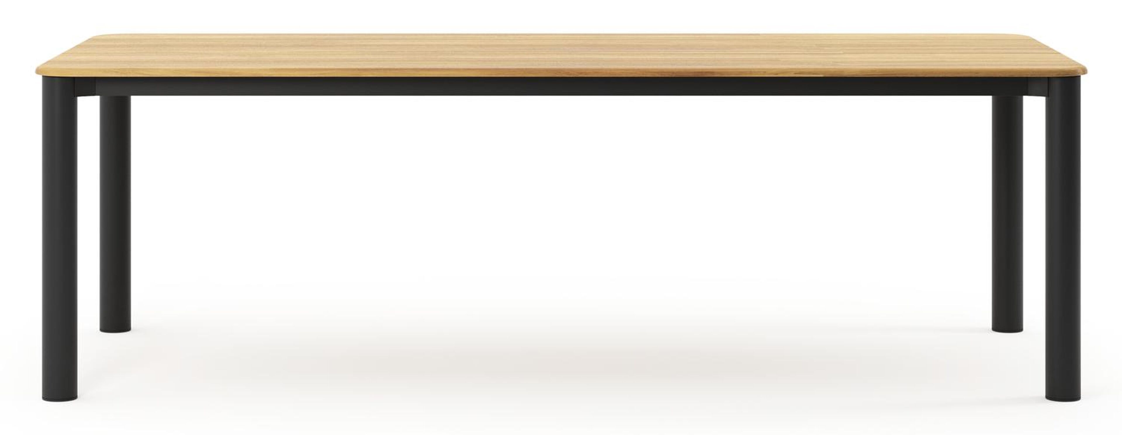 Orso tuintafel rechthoekig afgerond in zwart aluminium en teak - L 240 x B 100 x H 73.5 cm