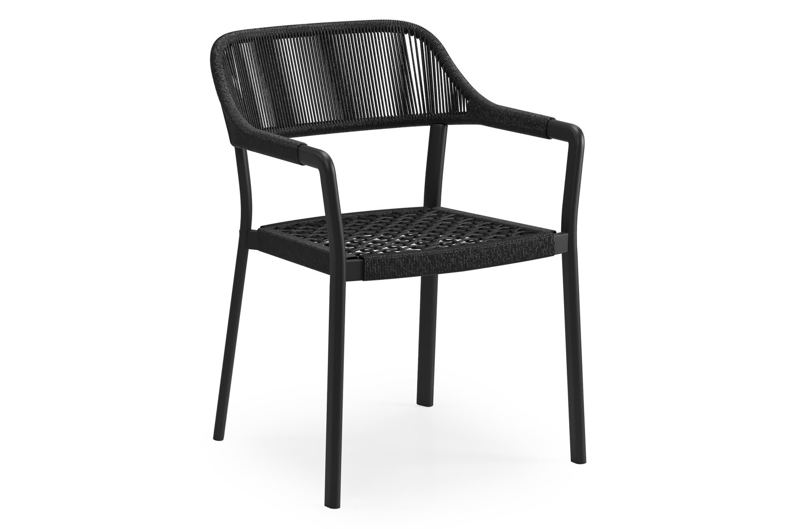 Cesano stapelbare tuinstoel in zwart aluminium en zwart wicker