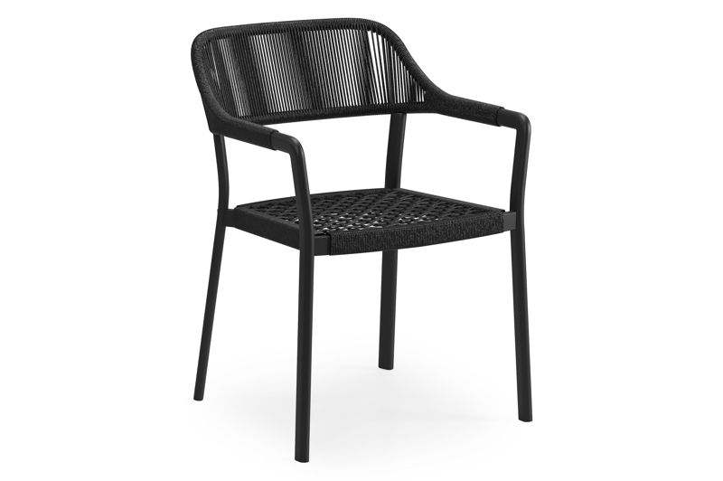 Cesano stapelbare tuinstoel in zwart aluminium en zwart wicker