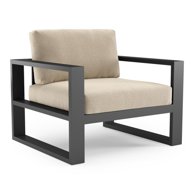 Verato loungestoel in zwart aluminium met althea chalk all weather cosytica kussen