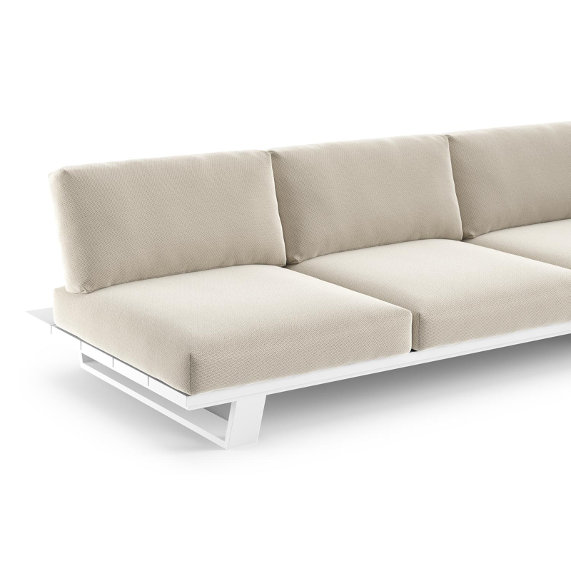 Pagino loungebank in wit aluminium met lopi marble all weather sunbrella® luxe kussen